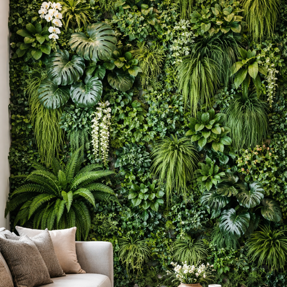 Ogrody wertykalne ze sztucznych roślin